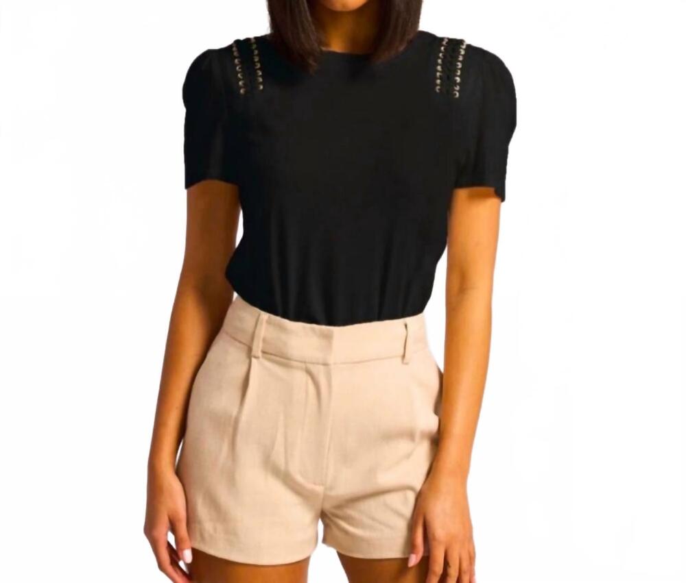 NEW GENERATION LOVE naia lace-up top in black